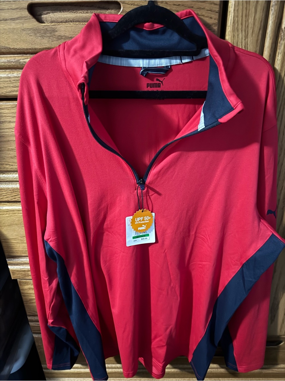 Puma Men’s Red and Navy Quarter-Zip Pullover
